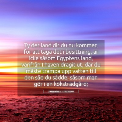 Picture 05 - 5 Mosebok 11:10 SV1917 - Ty det land dit du nu kommer, för att taga det i - Bible Verse Picture