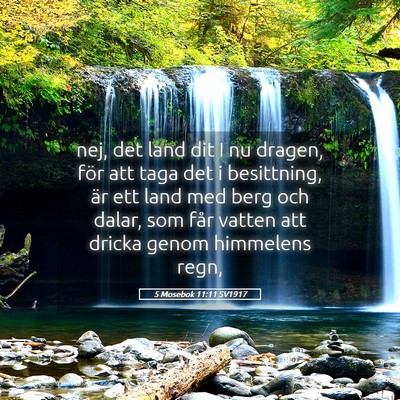 Picture 05 - 5 Mosebok 11:11 SV1917 - nej, det land dit I nu dragen, för att taga det - Bible Verse Picture