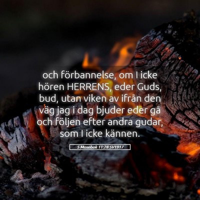 Picture 05 - 5 Mosebok 11:28 SV1917 - och förbannelse, om I icke hören HERRENS, eder - Bible Verse Picture