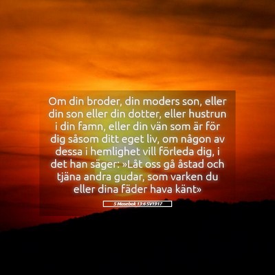 Picture 05 - 5 Mosebok 13:6 SV1917 - Om din broder, din moders son, eller din son - Bible Verse Picture