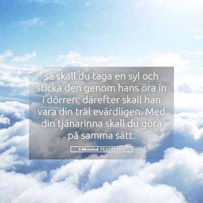 Picture 05 - 5 Mosebok 15:17 SV1917 - så skall du taga en syl och sticka den genom - Bible Verse Picture
