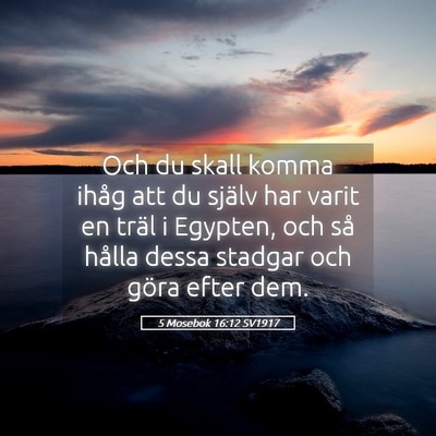Picture 05 - 5 Mosebok 16:12 SV1917 - Och du skall komma ihåg att du själv har varit - Bible Verse Picture