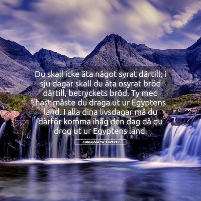 Picture 05 - 5 Mosebok 16:3 SV1917 - Du skall icke äta något syrat därtill; i sju - Bible Verse Picture