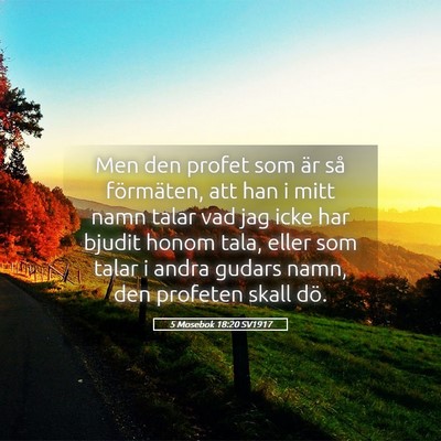 Picture 05 - 5 Mosebok 18:20 SV1917 - Men den profet som är så förmäten, att han i - Bible Verse Picture