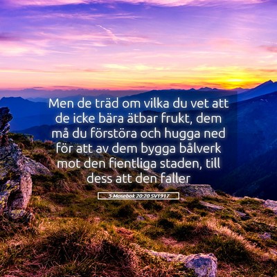 Picture 05 - 5 Mosebok 20:20 SV1917 - Men de träd om vilka du vet att de icke bära - Bible Verse Picture