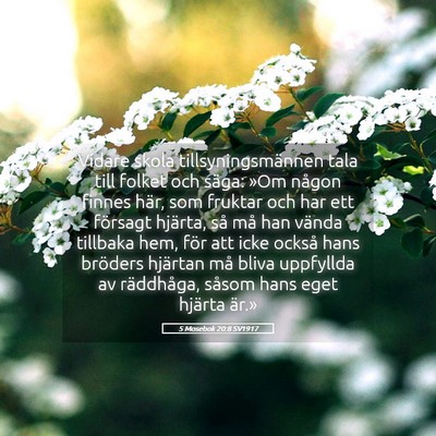 Picture 05 - 5 Mosebok 20:8 SV1917 - Vidare skola tillsyningsmännen tala till folket - Bible Verse Picture