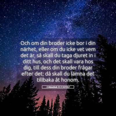 Picture 05 - 5 Mosebok 22:2 SV1917 - Och om din broder icke bor i din närhet, eller - Bible Verse Picture