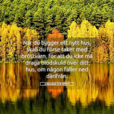 Picture 05 - 5 Mosebok 22:8 SV1917 - När du bygger ett nytt hus, skall du förse - Bible Verse Picture