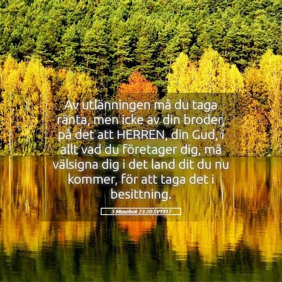Picture 05 - 5 Mosebok 23:20 SV1917 - Av utlänningen må du taga ränta, men icke av - Bible Verse Picture