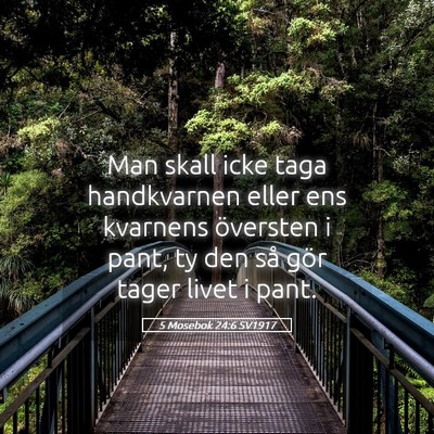 Picture 05 - 5 Mosebok 24:6 SV1917 - Man skall icke taga handkvarnen eller ens - Bible Verse Picture
