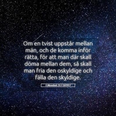 Picture 05 - 5 Mosebok 25:1 SV1917 - Om en tvist uppstår mellan män, och de komma - Bible Verse Picture