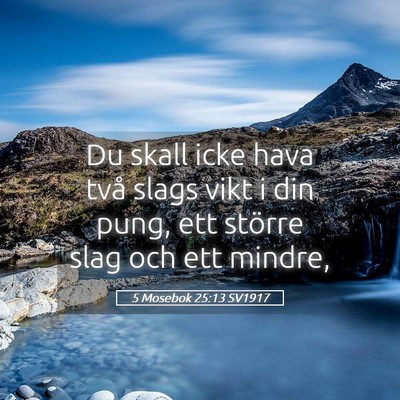 Picture 05 - 5 Mosebok 25:13 SV1917 - Du skall icke hava två slags vikt i din pung, - Bible Verse Picture
