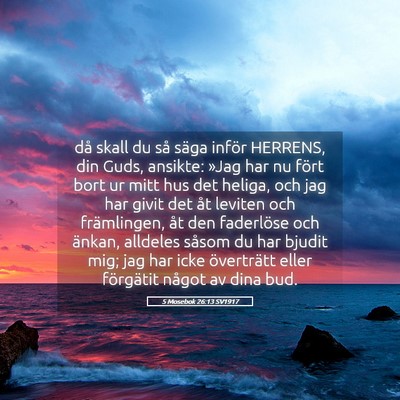 Picture 05 - 5 Mosebok 26:13 SV1917 - då skall du så säga inför HERRENS, din Guds, - Bible Verse Picture
