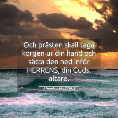 Picture 05 - 5 Mosebok 26:4 SV1917 - Och prästen skall taga korgen ur din hand och - Bible Verse Picture