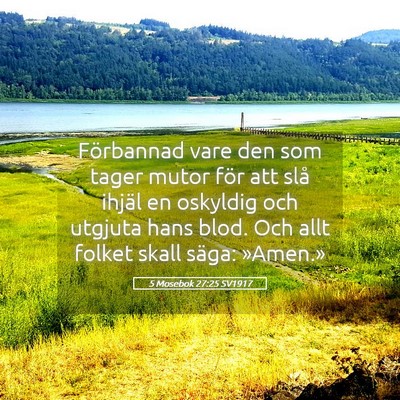 Picture 05 - 5 Mosebok 27:25 SV1917 - Förbannad vare den som tager mutor för att slå - Bible Verse Picture