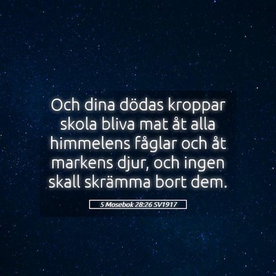 Picture 05 - 5 Mosebok 28:26 SV1917 - Och dina dödas kroppar skola bliva mat åt alla - Bible Verse Picture