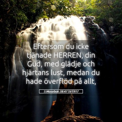 Picture 05 - 5 Mosebok 28:47 SV1917 - Eftersom du icke tjänade HERREN, din Gud, med - Bible Verse Picture
