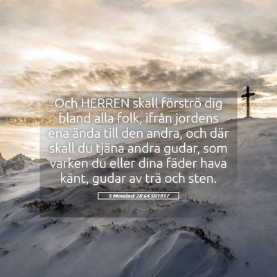 Picture 05 - 5 Mosebok 28:64 SV1917 - Och HERREN skall förströ dig bland alla folk, - Bible Verse Picture