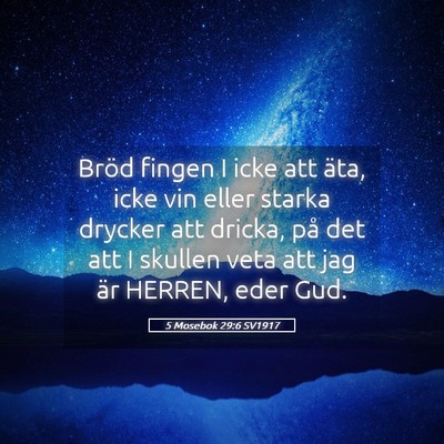 Picture 05 - 5 Mosebok 29:6 SV1917 - Bröd fingen I icke att äta, icke vin eller - Bible Verse Picture