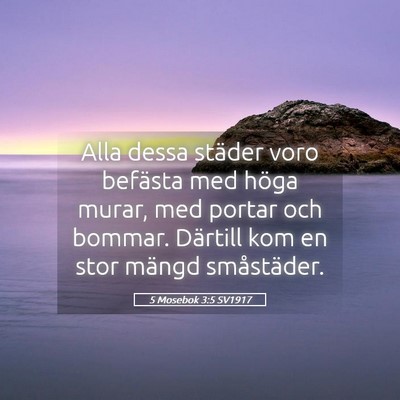 Picture 05 - 5 Mosebok 3:5 SV1917 - Alla dessa städer voro befästa med höga murar, - Bible Verse Picture