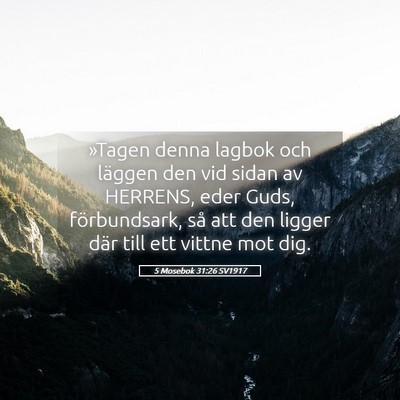 Picture 05 - 5 Mosebok 31:26 SV1917 - »Tagen denna lagbok och läggen den vid sidan av - Bible Verse Picture