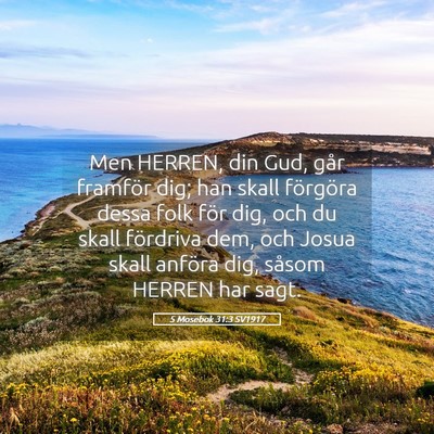 Picture 05 - 5 Mosebok 31:3 SV1917 - Men HERREN, din Gud, går framför dig; han skall - Bible Verse Picture