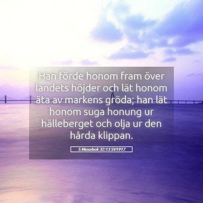 Picture 05 - 5 Mosebok 32:13 SV1917 - Han förde honom fram över landets höjder och - Bible Verse Picture