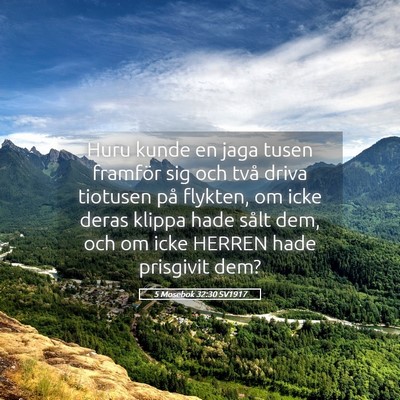 Picture 05 - 5 Mosebok 32:30 SV1917 - Huru kunde en jaga tusen framför sig och två - Bible Verse Picture