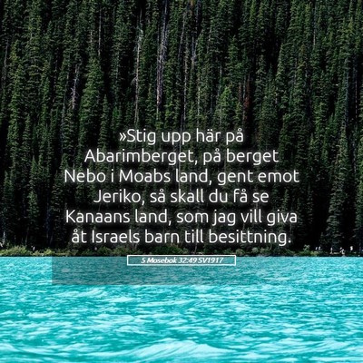 Picture 05 - 5 Mosebok 32:49 SV1917 - »Stig upp här på Abarimberget, på berget Nebo - Bible Verse Picture