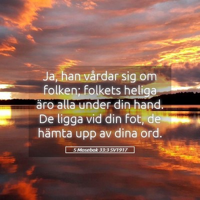 Picture 05 - 5 Mosebok 33:3 SV1917 - Ja, han vårdar sig om folken; folkets heliga - Bible Verse Picture