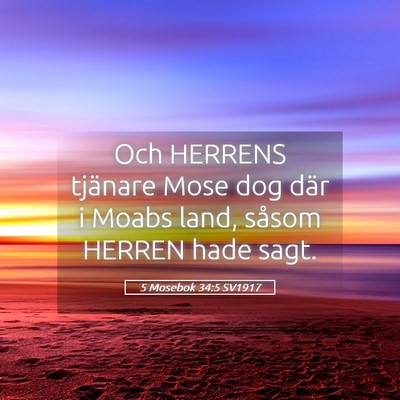 Picture 05 - 5 Mosebok 34:5 SV1917 - Och HERRENS tjänare Mose dog där i Moabs land, - Bible Verse Picture