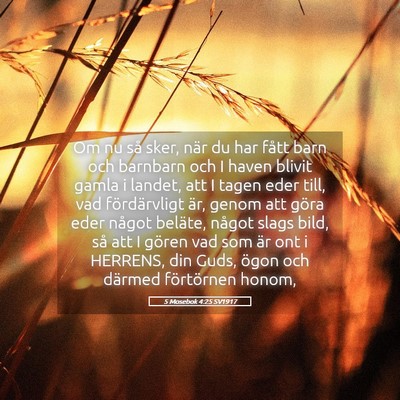 Picture 05 - 5 Mosebok 4:25 SV1917 - Om nu så sker, när du har fått barn och - Bible Verse Picture
