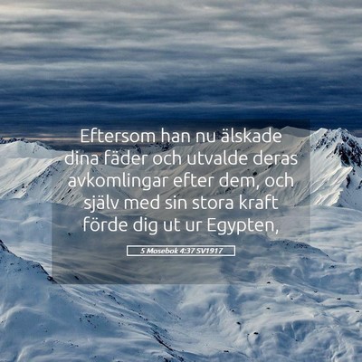 Picture 05 - 5 Mosebok 4:37 SV1917 - Eftersom han nu älskade dina fäder och utvalde - Bible Verse Picture