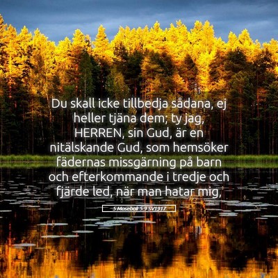 Picture 05 - 5 Mosebok 5:9 SV1917 - Du skall icke tillbedja sådana, ej heller tjäna - Bible Verse Picture
