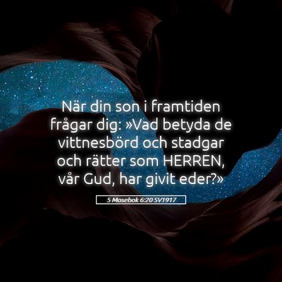 Picture 05 - 5 Mosebok 6:20 SV1917 - När din son i framtiden frågar dig: »Vad - Bible Verse Picture