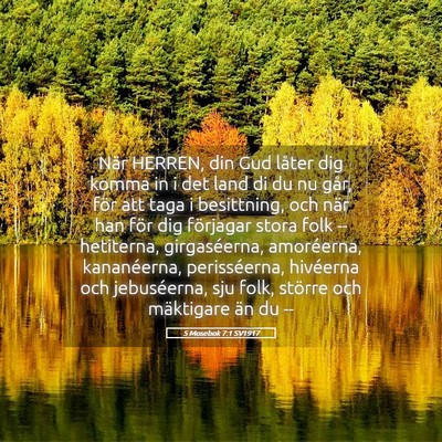 Picture 05 - 5 Mosebok 7:1 SV1917 - När HERREN, din Gud låter dig komma in i det - Bible Verse Picture