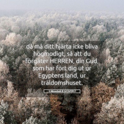 Picture 05 - 5 Mosebok 8:14 SV1917 - då må ditt hjärta icke bliva högmodigt, så - Bible Verse Picture