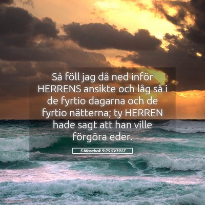 Picture 05 - 5 Mosebok 9:25 SV1917 - Så föll jag då ned inför HERRENS ansikte och - Bible Verse Picture