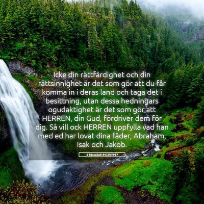 Picture 05 - 5 Mosebok 9:5 SV1917 - Icke din rättfärdighet och din rättsinnighet - Bible Verse Picture