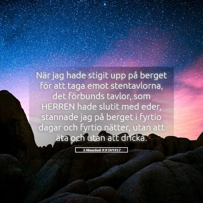 Picture 05 - 5 Mosebok 9:9 SV1917 - När jag hade stigit upp på berget för att taga - Bible Verse Picture