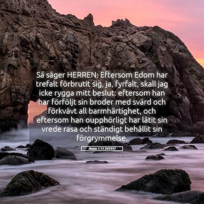 Picture 05 - Amos 1:11 SV1917 - Så säger HERREN: Eftersom Edom har trefalt - Bible Verse Picture