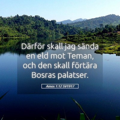 Picture 05 - Amos 1:12 SV1917 - Därför skall jag sända en eld mot Teman, och - Bible Verse Picture