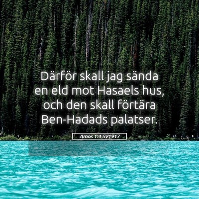 Picture 05 - Amos 1:4 SV1917 - Därför skall jag sända en eld mot Hasaels hus, - Bible Verse Picture