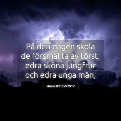 Picture 05 - Amos 8:13 SV1917 - På den dagen skola de försmäkta av törst, - Bible Verse Picture