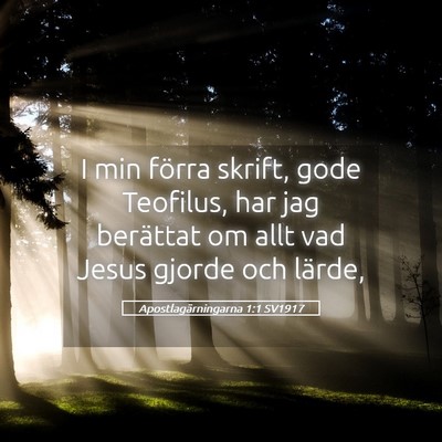 Picture 05 - Apostlagärningarna 1:1 SV1917 - I min förra skrift, gode Teofilus, har jag - Bible Verse Picture