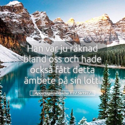 Picture 05 - Apostlagärningarna 1:17 SV1917 - Han var ju räknad bland oss och hade också - Bible Verse Picture