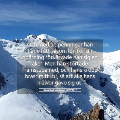 Picture 05 - Apostlagärningarna 1:18 SV1917 - Och med de penningar han hade fått såsom lön - Bible Verse Picture
