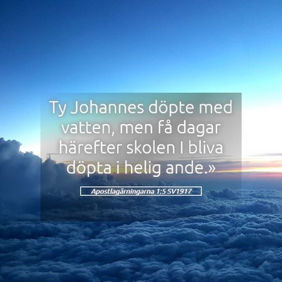 Picture 05 - Apostlagärningarna 1:5 SV1917 - Ty Johannes döpte med vatten, men få dagar - Bible Verse Picture