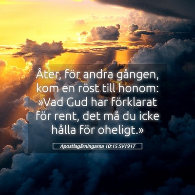 Picture 05 - Apostlagärningarna 10:15 SV1917 - Åter, för andra gången, kom en röst till - Bible Verse Picture