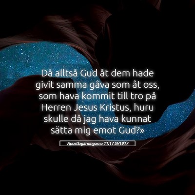 Picture 05 - Apostlagärningarna 11:17 SV1917 - Då alltså Gud åt dem hade givit samma gåva - Bible Verse Picture